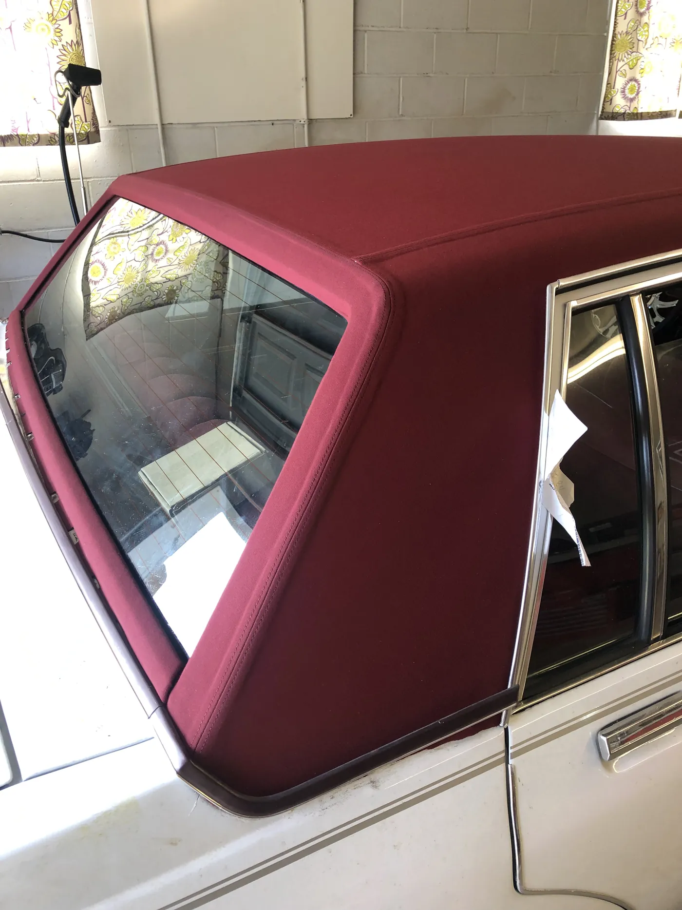 Burgundy top on a cream classic